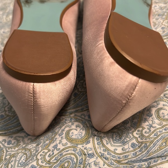 Betsey Johnson- Rhinestone and Champagne Pink Satin Flats - Picture 5 of 9